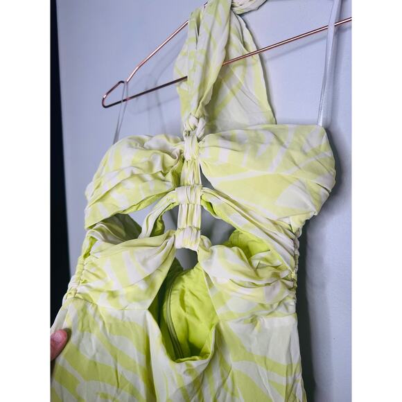 RONNY KOBO COLLECTIVE Green Vacation Halter Knotted Front Sheath Dress size 4 - Picture 7 of 16